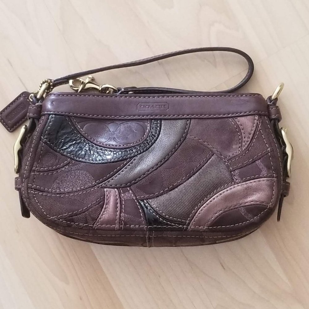 Coach Leather patchwork wristlet